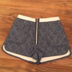 Denim quilted shorts